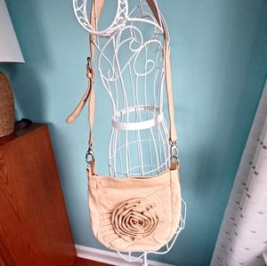 Victor Pebbled Faux Leather Flower Crossbody Bag